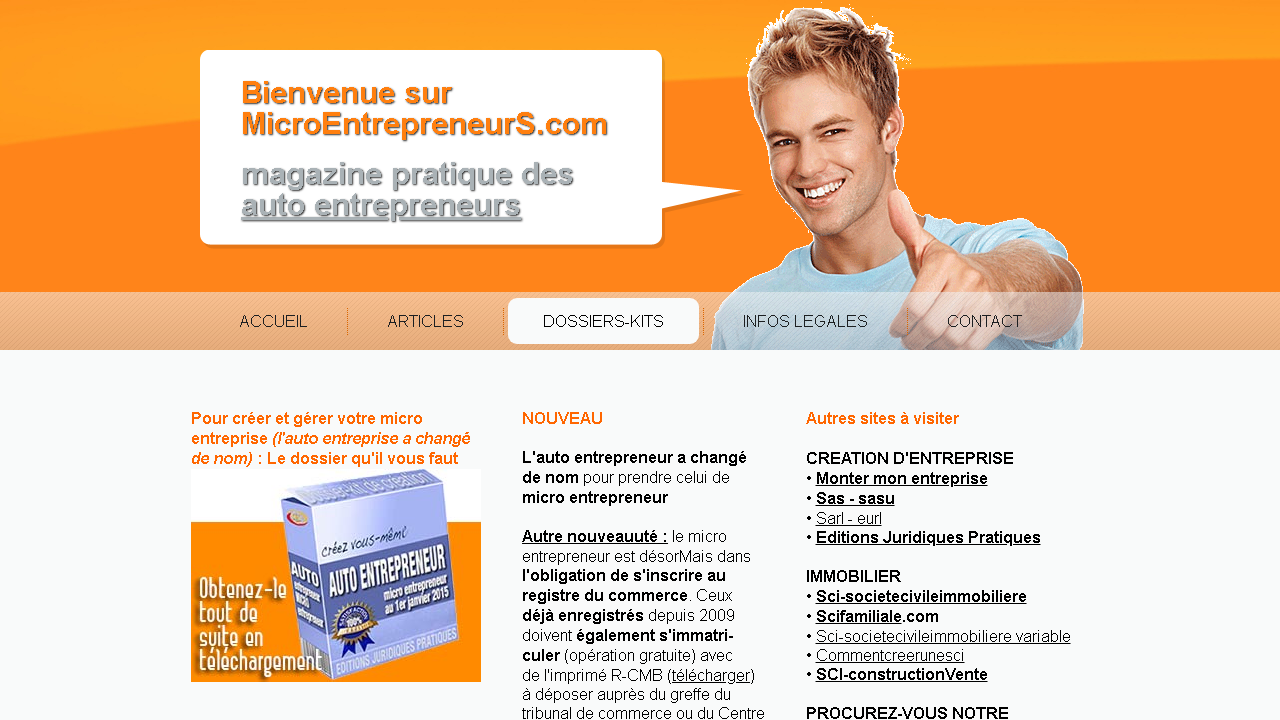 Capture d'écran de http://www.autoentrepreneurs.com/